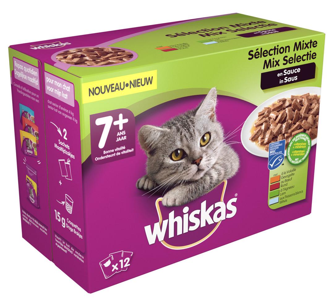Derde verliezen adviseren Whiskas kattenvoer Senior Mix in Saus 12 x 100 gr | Baas & Beest