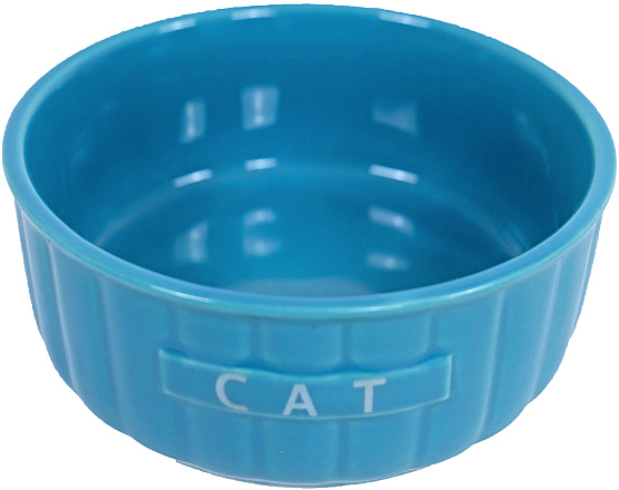 Kattenvoerbak steen ribbel blauw 12 cm